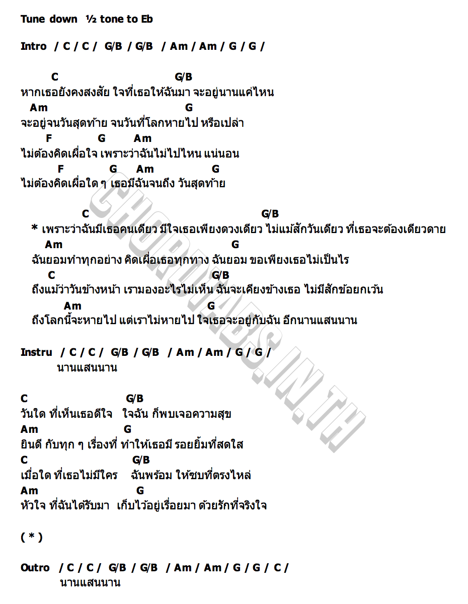 คอร์ด ไม่ต้องคิดเผื่อใจ (You In Mind) Tilly Birds