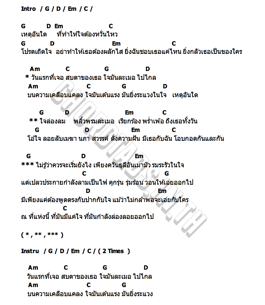 คอร์ด เมฆา นภา สวรรค์ Bon Bundit