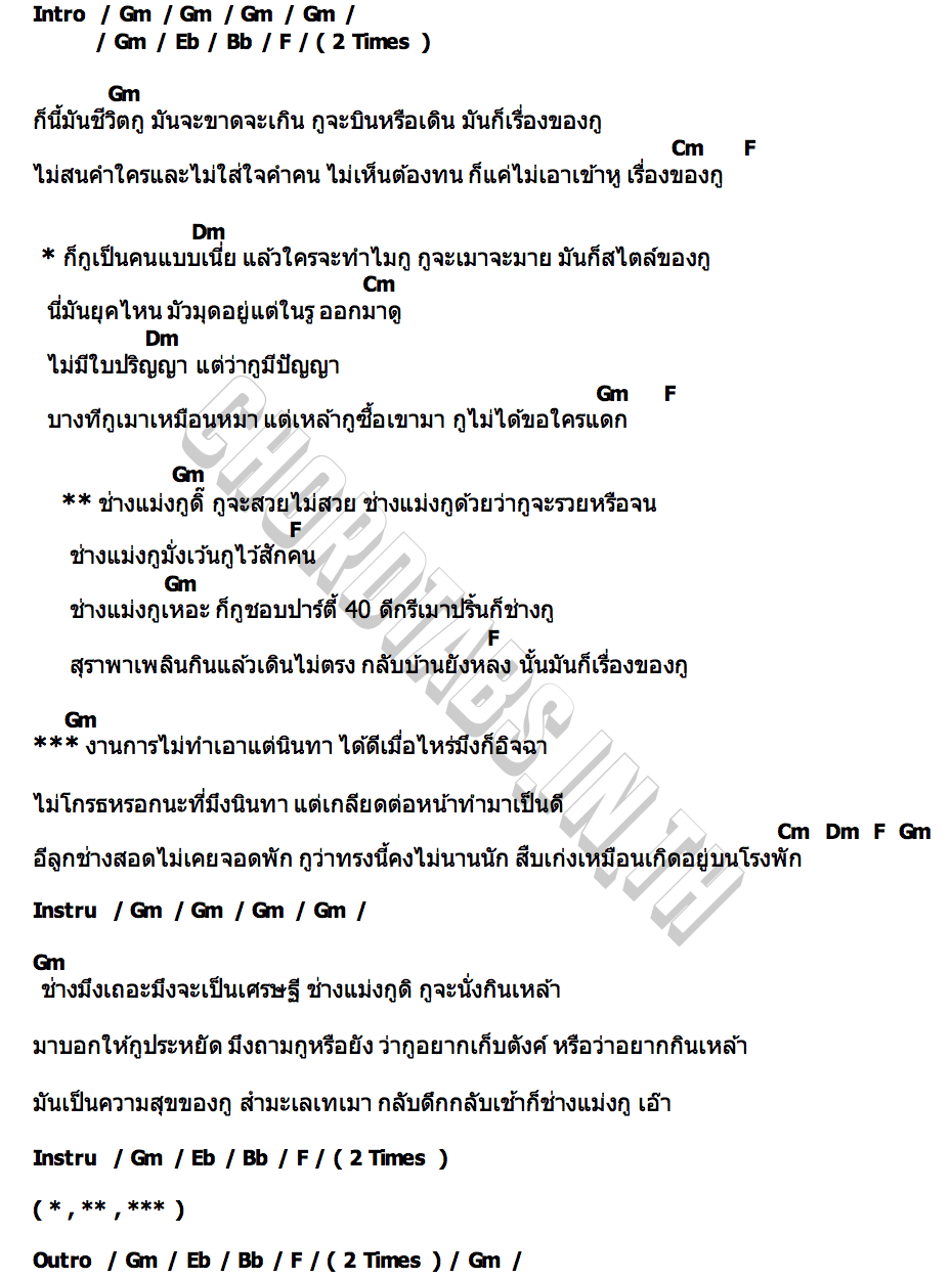 คอร์ด ช่างแม่ง เรื่องของกู กานดา บุญญาวงศ์