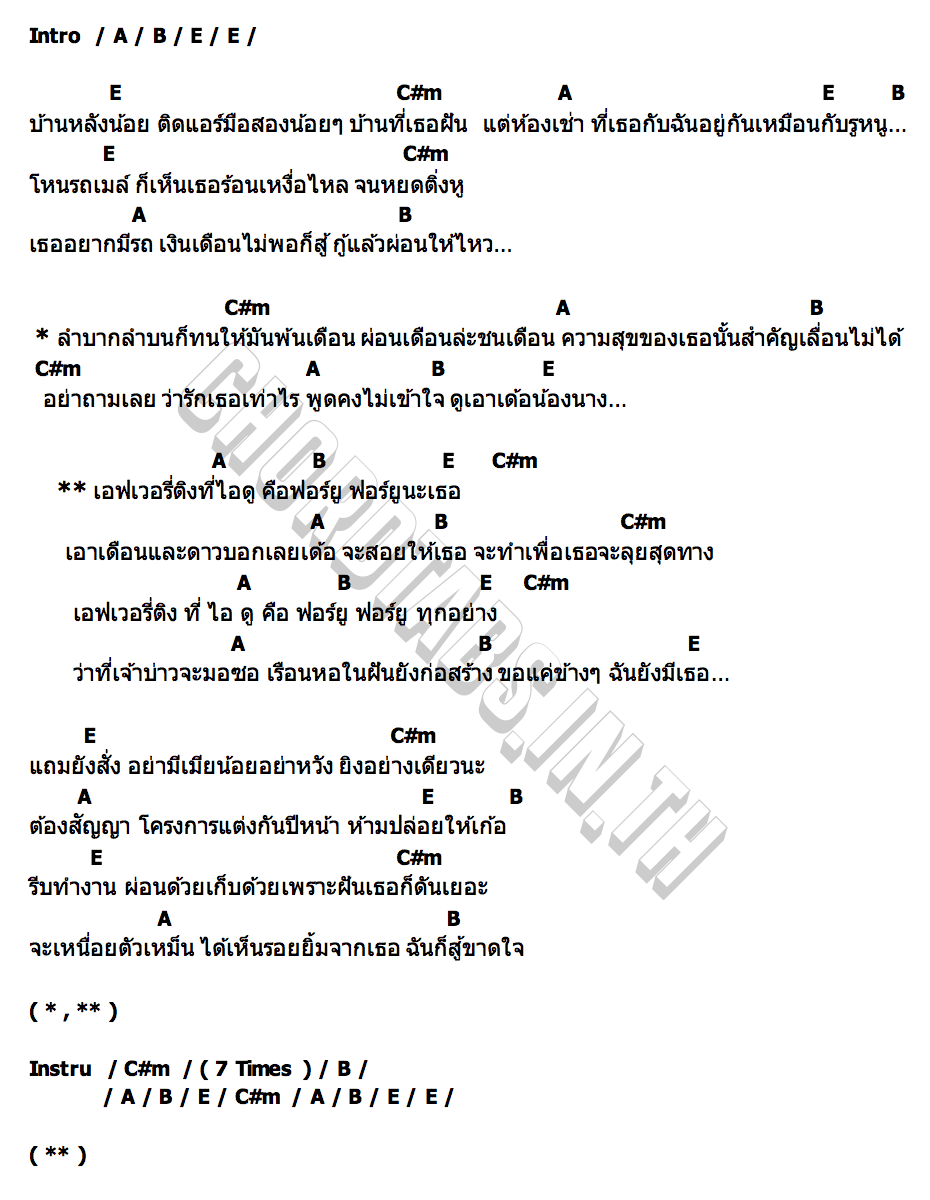 คอร์ด I do for you แช่ม แช่มรัมย์