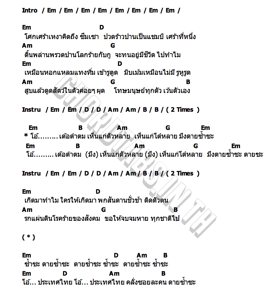 คอร์ด คลั่งซอยละคน พงษ์สิทธิ์ คำภีร์