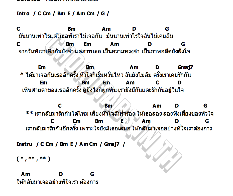 คอร์ด กลับมารักกันได้ไหม BBRACE