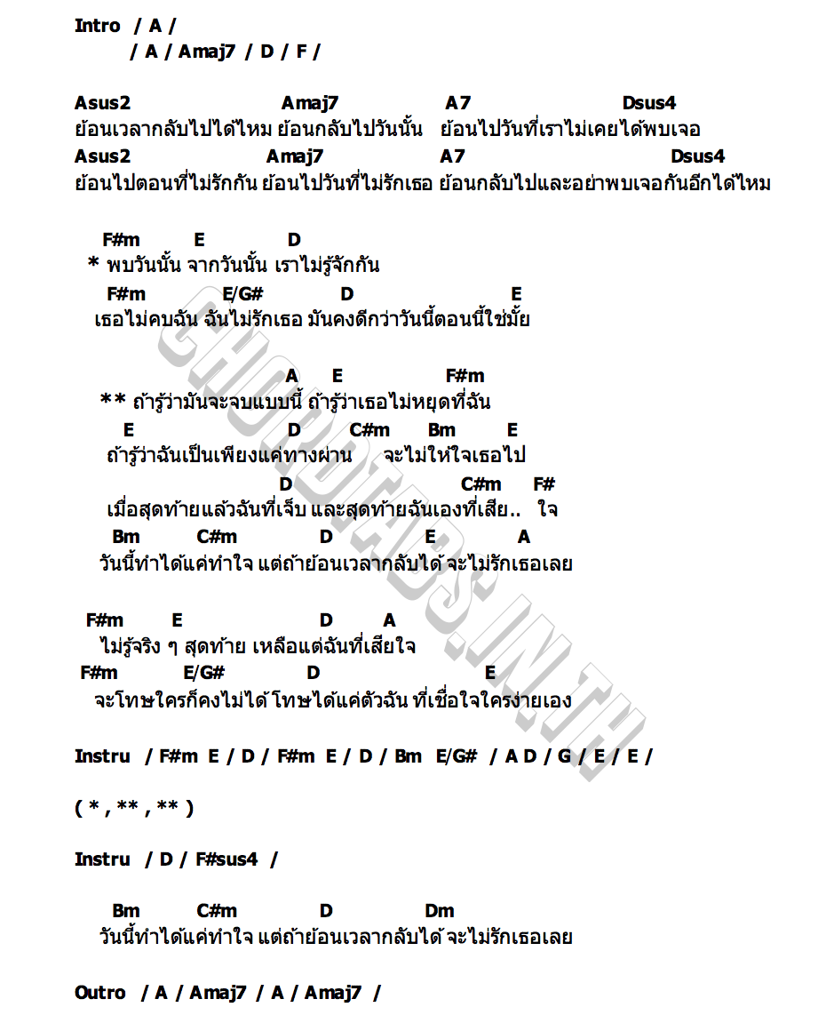 คอร์ด อยากย้อนเวลา PEET MODEL