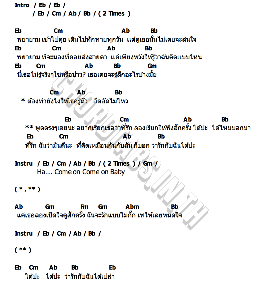 คอร์ด อยากเรียกที่รัก Stang Tari