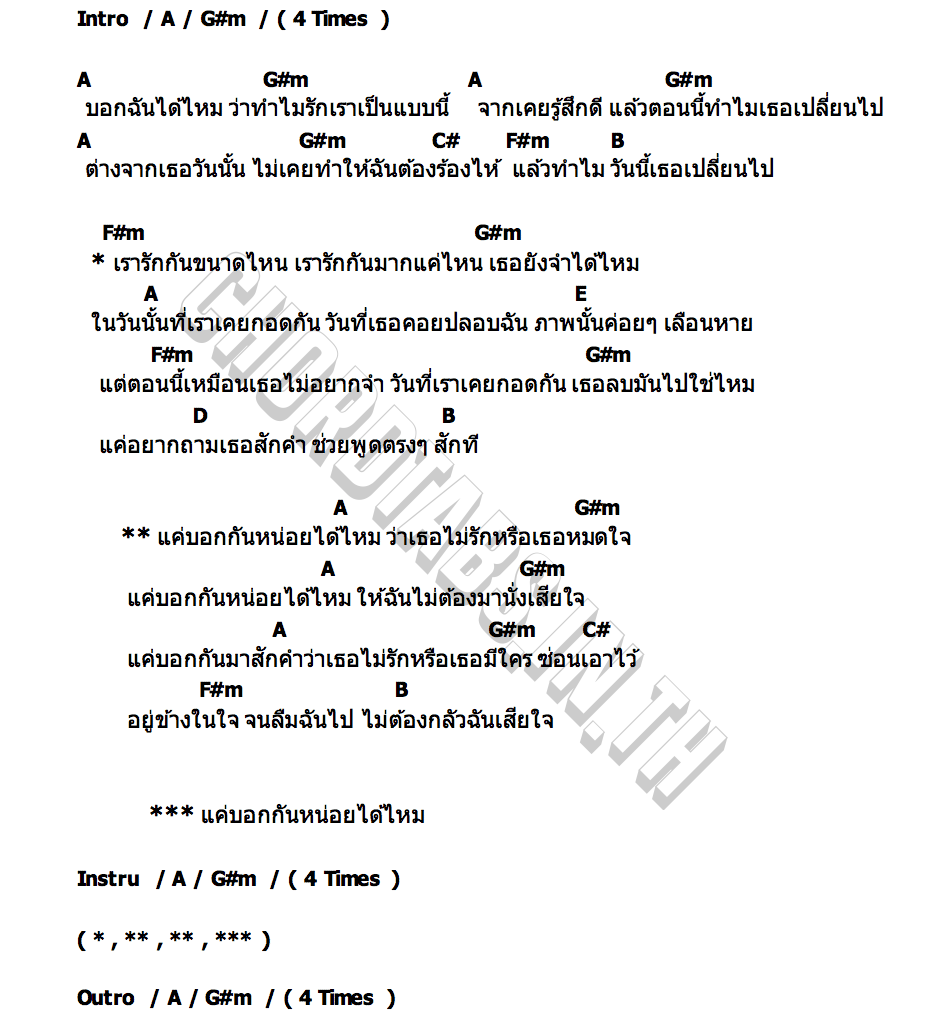 คอร์ด แค่บอกกันหน่อยได้ไหม TERADA