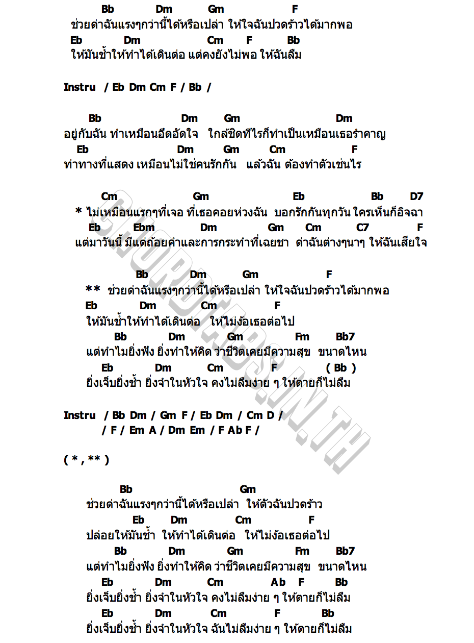 คอร์ด ให้ตายก็ไม่ลืม ฝน พรสุดา