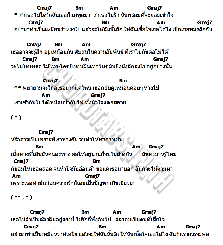 คอร์ด น้ำกับไฟ JORJOEY