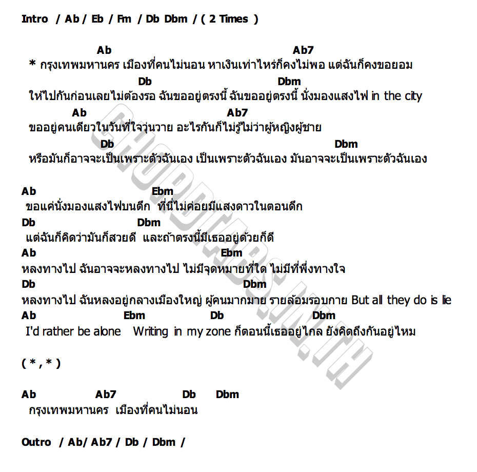 คอร์ด กรุงเทพมหานคร YOUNGOHM