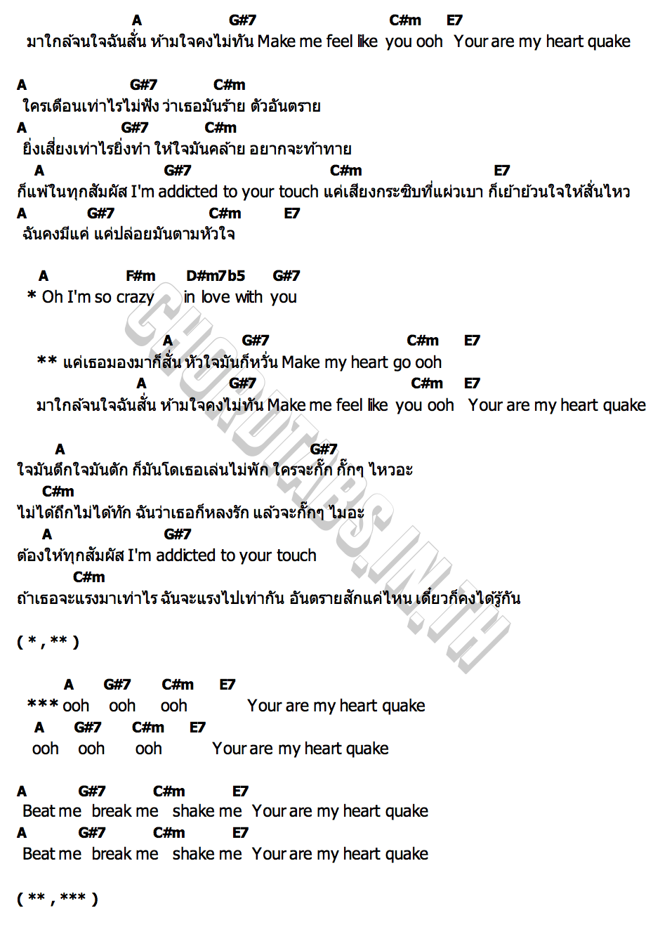 คอร์ด HEART QUAKE ZeeNuNew