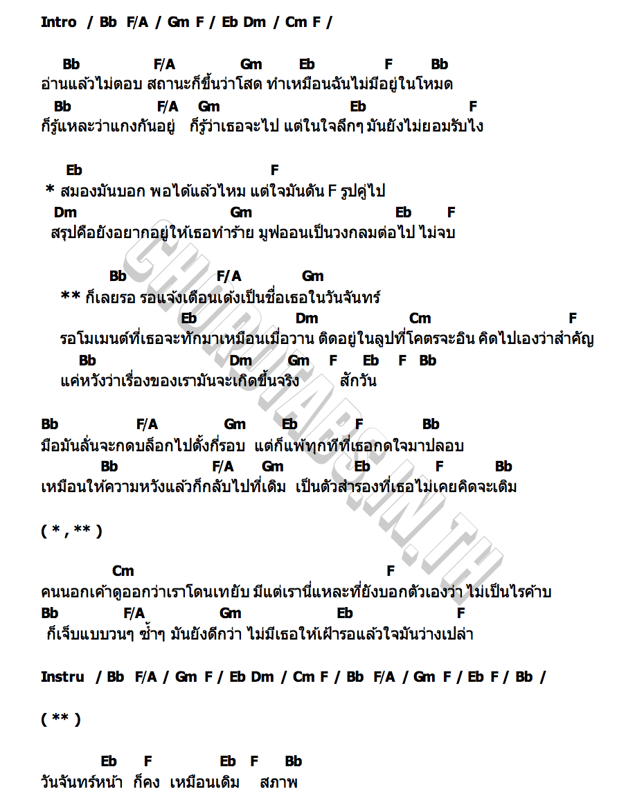 คอร์ด รอแจ้งเตือนวันจันทร์ Soundwave