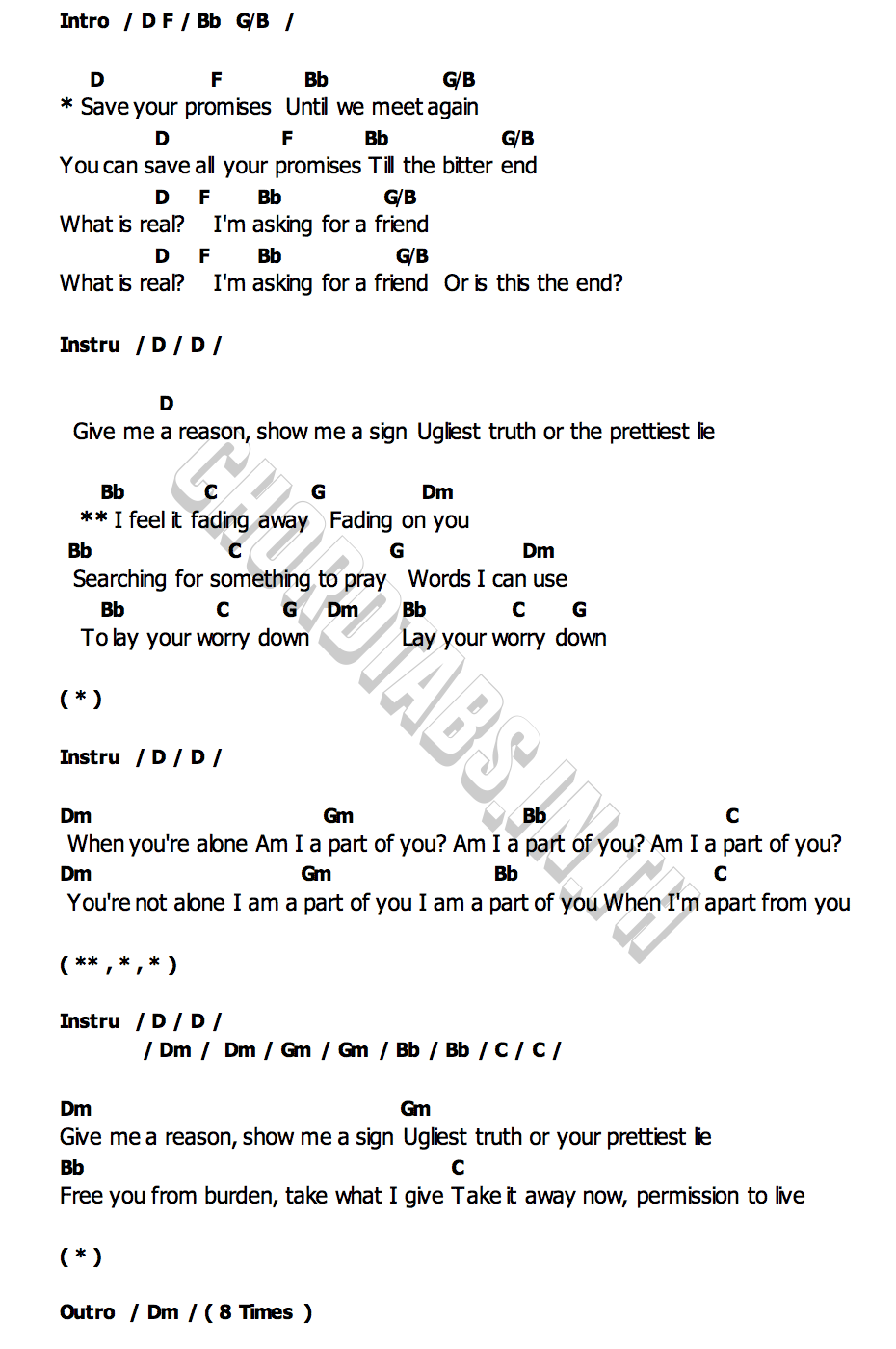 คอร์ด Asking For A Friend Foo Fighters