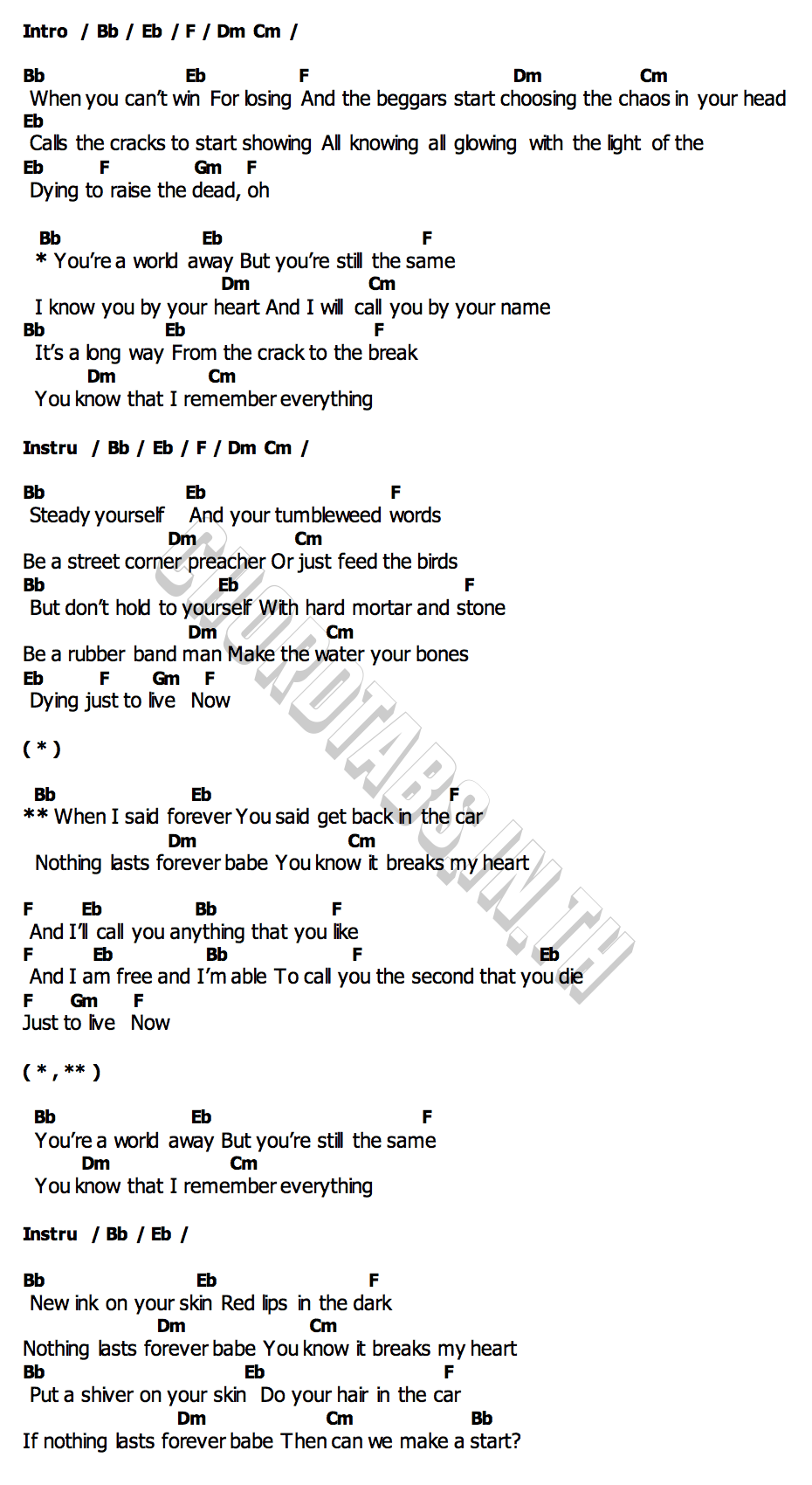 คอร์ด Rubber Band Man Mumford & Sons  Hozier