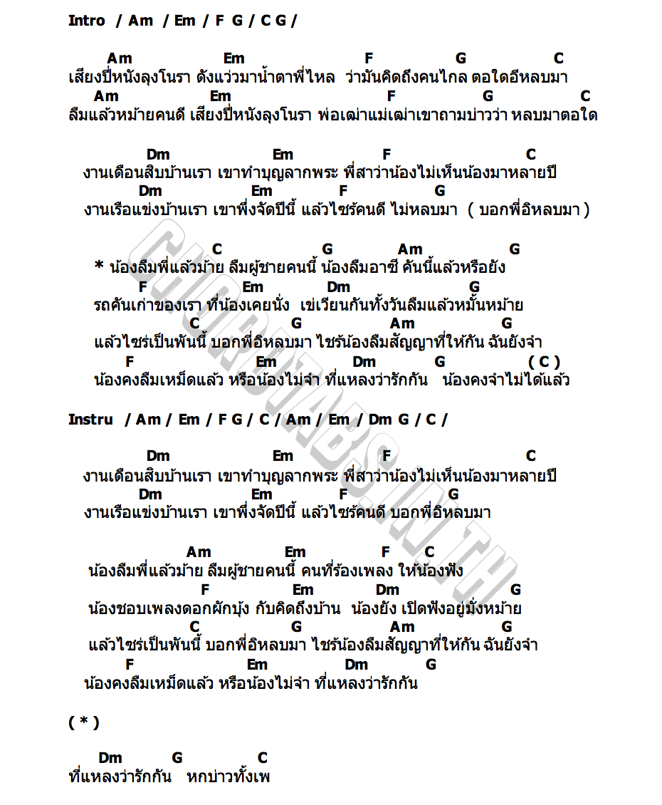 คอร์ด ลืมพี่แล้วหม้าย เซฟ หลังสวน