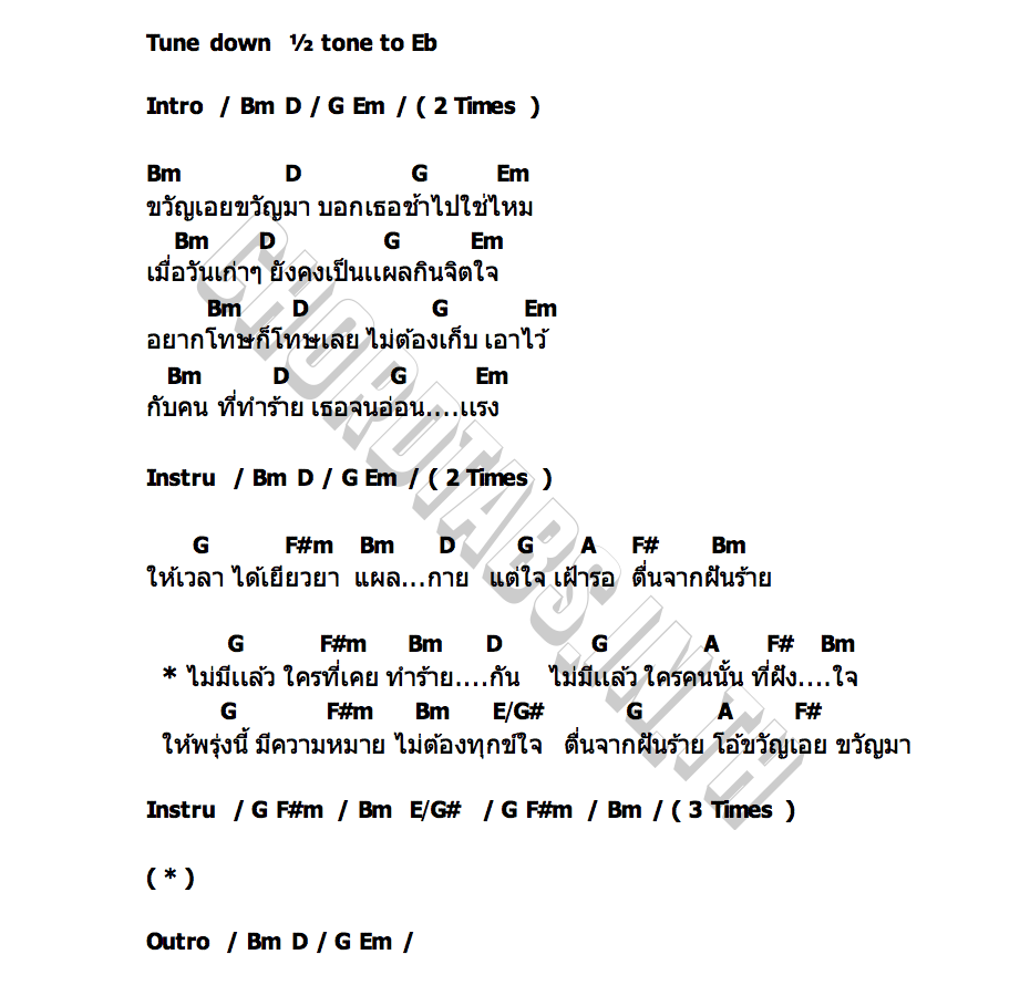 คอร์ด ขวัญเอย ขวัญมา (Hush) AWAKE
