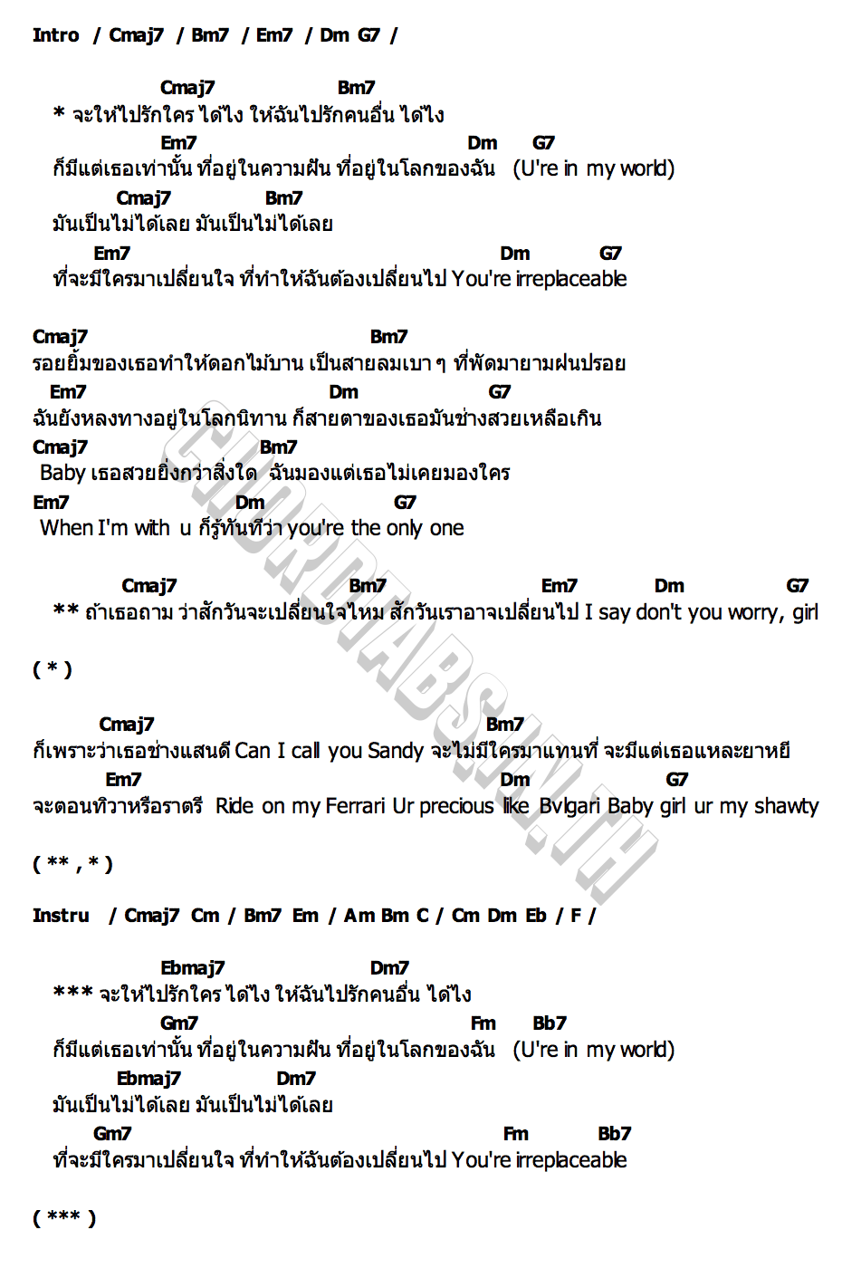 คอร์ด จะให้ไปรักใคร (No One Else) Cloudy K