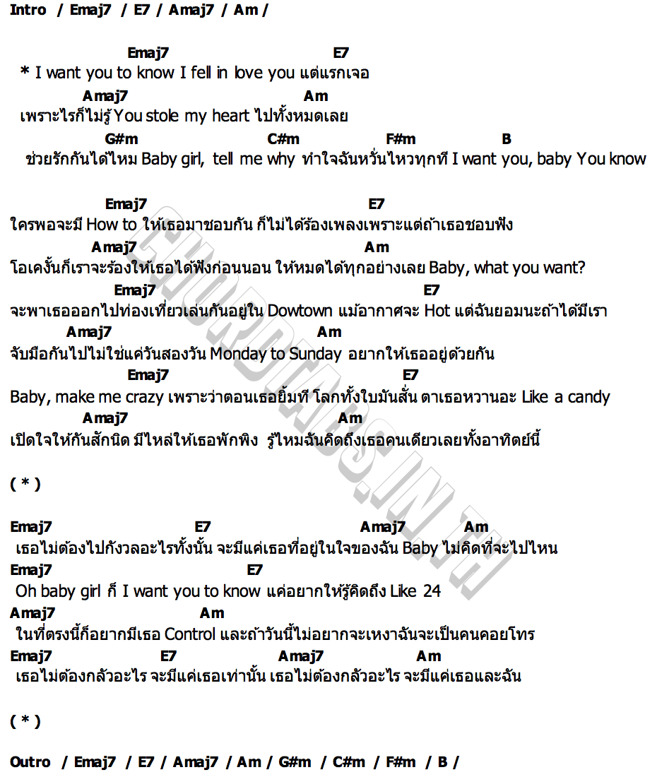 คอร์ด I Want You to Know ZEEMON