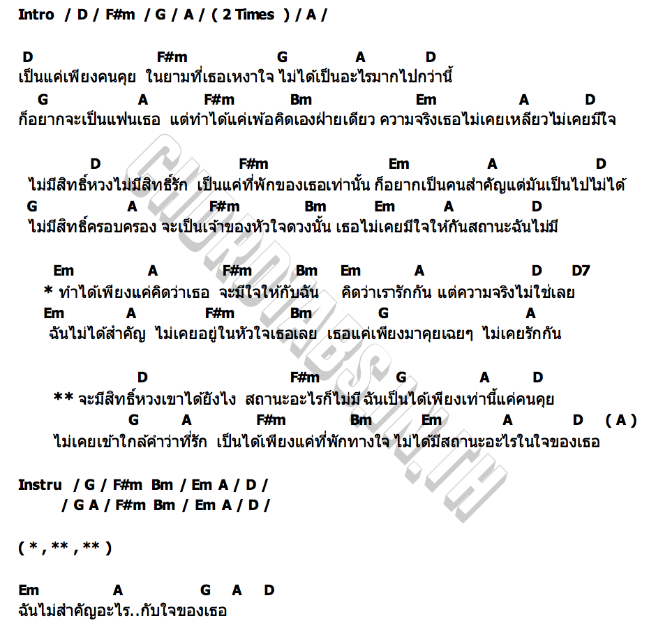 คอร์ด แค่คนคุย น้ำหวานศศิเกตุ