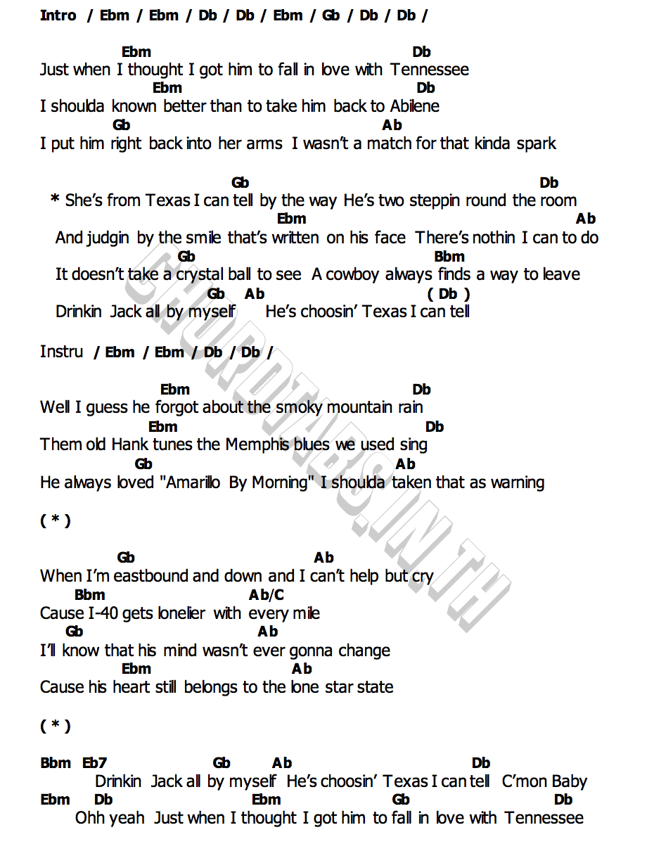 คอร์ด Choosin  Texas Ella Langley