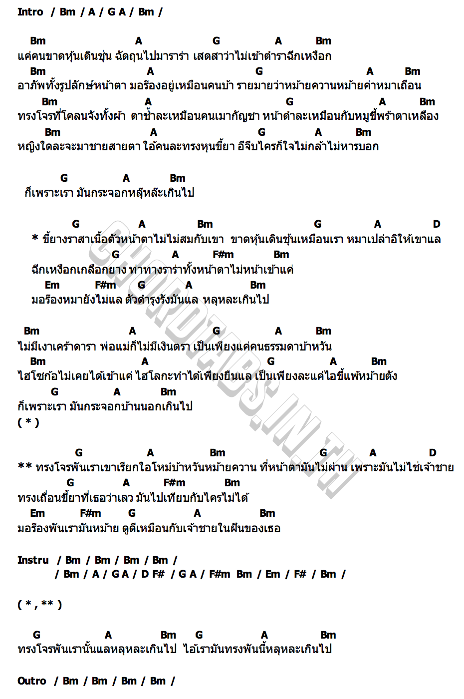 คอร์ด หลุหล๊ะหม้ายควาน หัวกลม วงฟิวส์