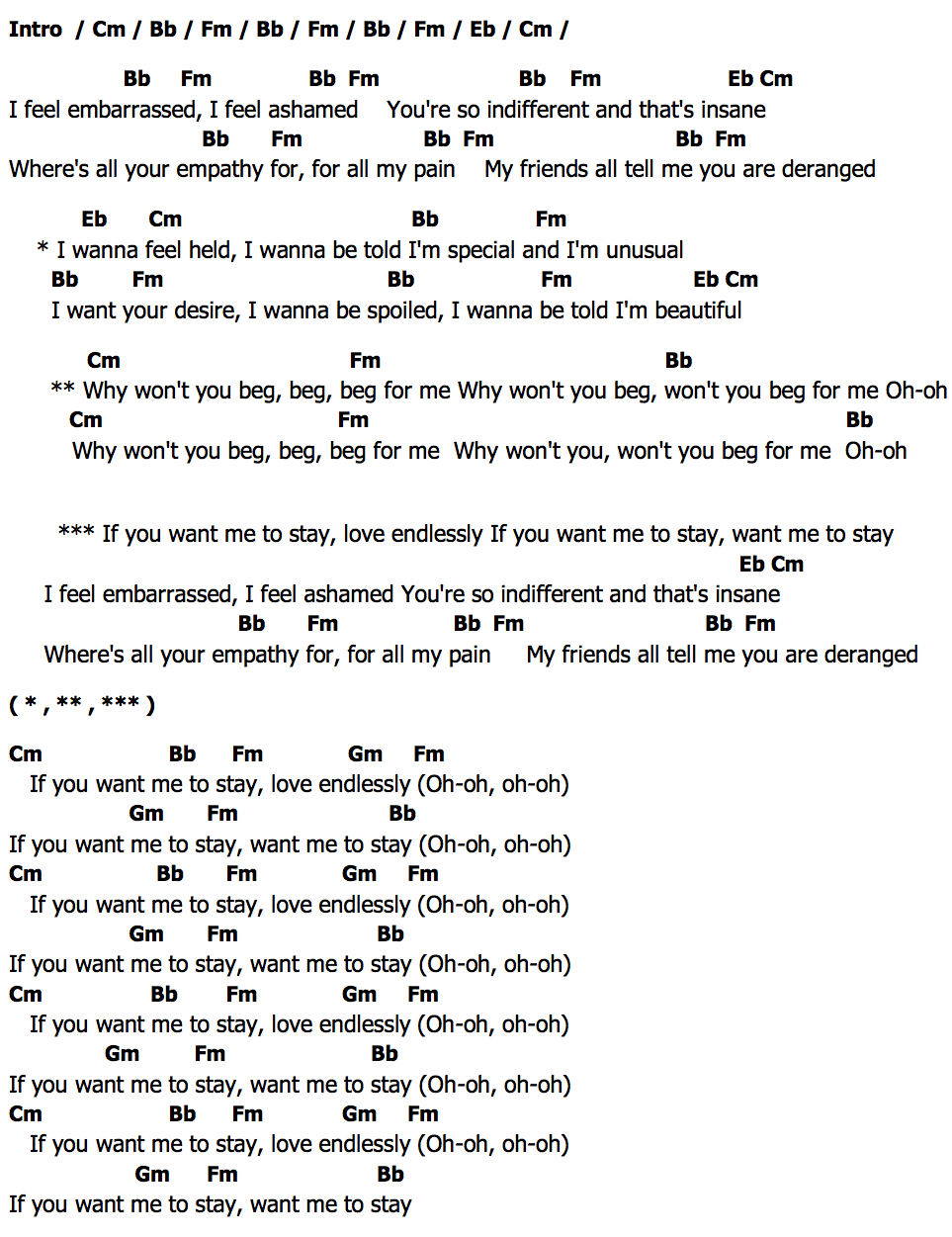 คอร์ด Beg For Me Lily Allen