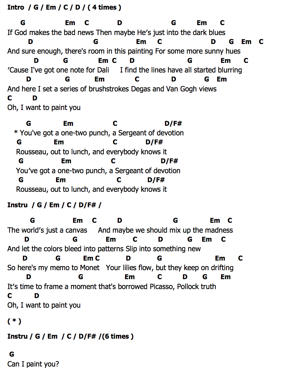 คอร์ด Can I Paint You Saint Motel