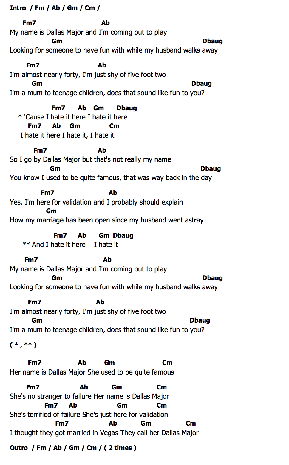 คอร์ด Dallas Major Lily Allen