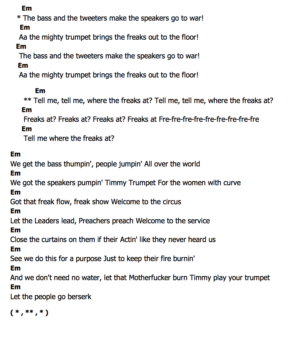 คอร์ด Freaks Timmy Trumpet feat. Savage