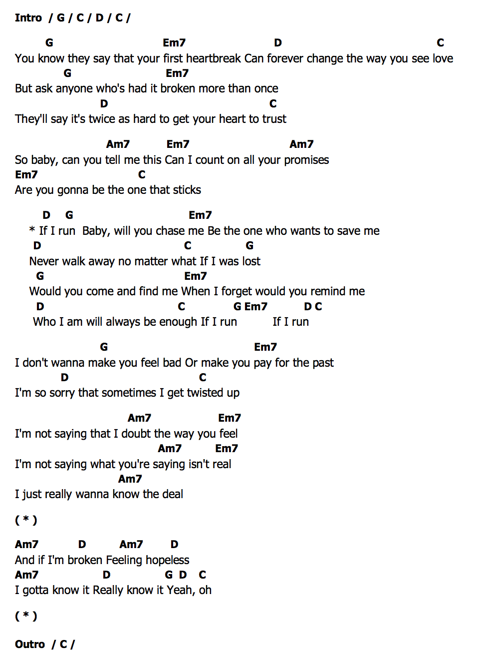 คอร์ด If I Run Sara Evans