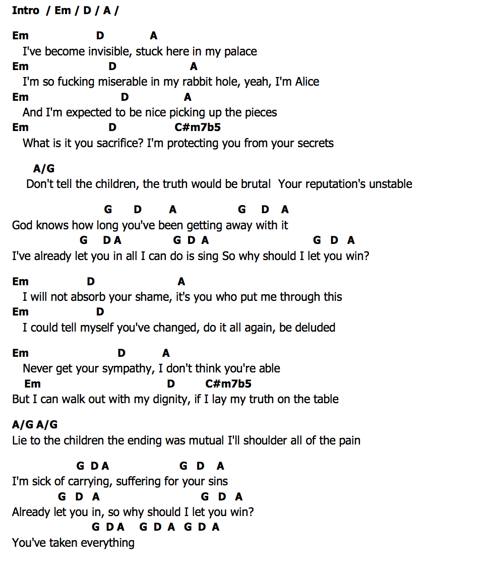 คอร์ด Let You Win Lily Allen