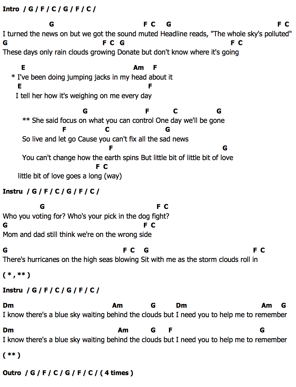 คอร์ด Live And Let Go Quinn