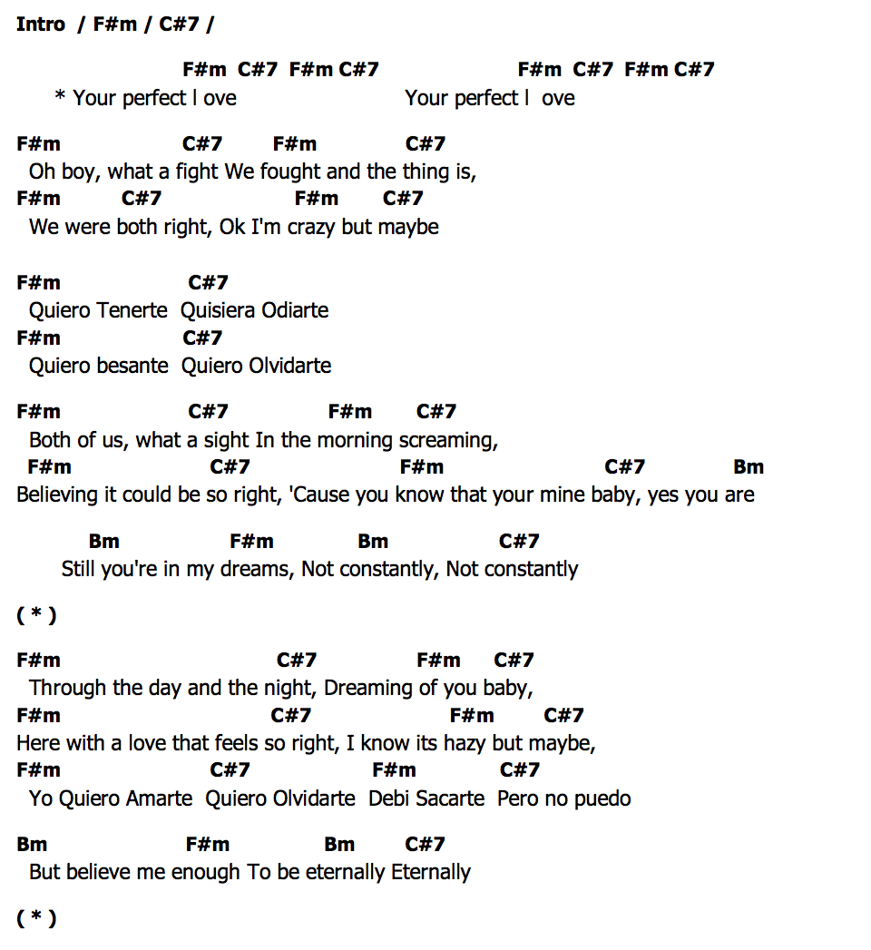 คอร์ด Perfect Love Simply Red