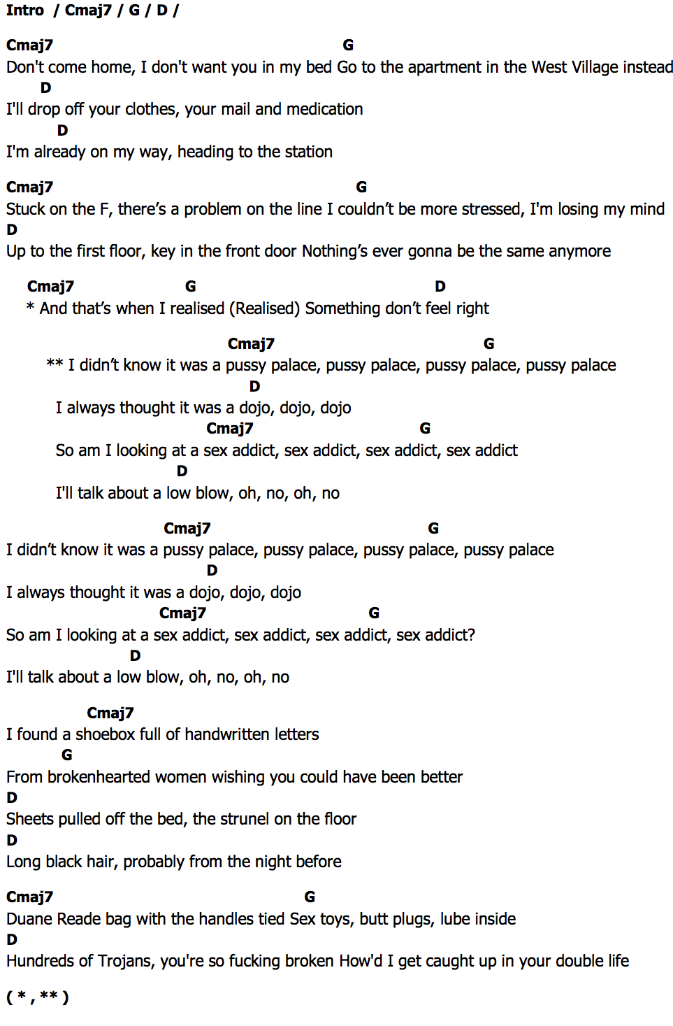 คอร์ด Pussy Palace Lily Allen