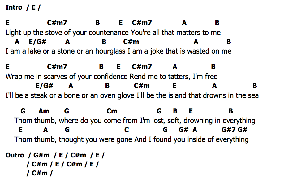 คอร์ด Thom Thumb Jacob Collier