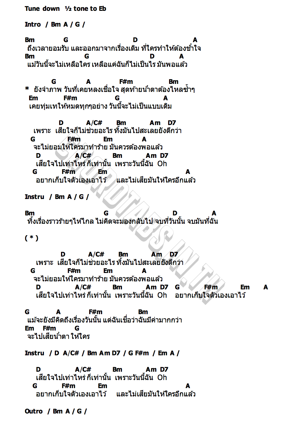 คอร์ด เสียใจไม่ช่วยอะไร Emi Thasorn