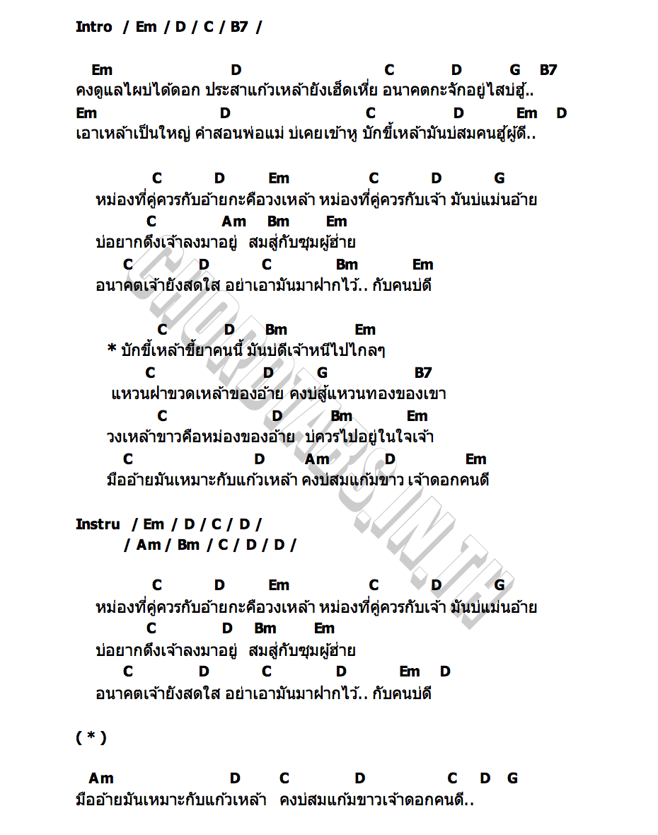 คอร์ด แหวนฝาขวดเหล้า นาย พีรพล