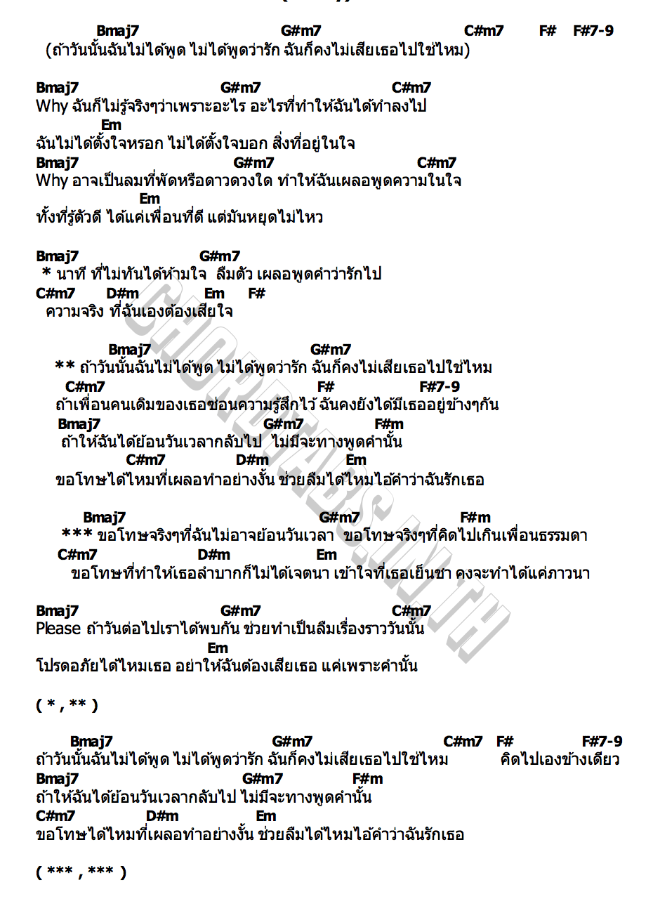 คอร์ด ขอโทษได้ไหม (If Only) NONT TANONT