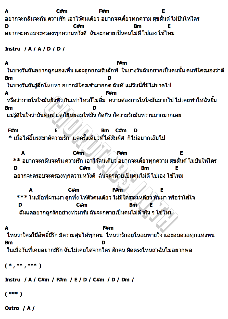 คอร์ด คนไม่ดี (Bad) NANON