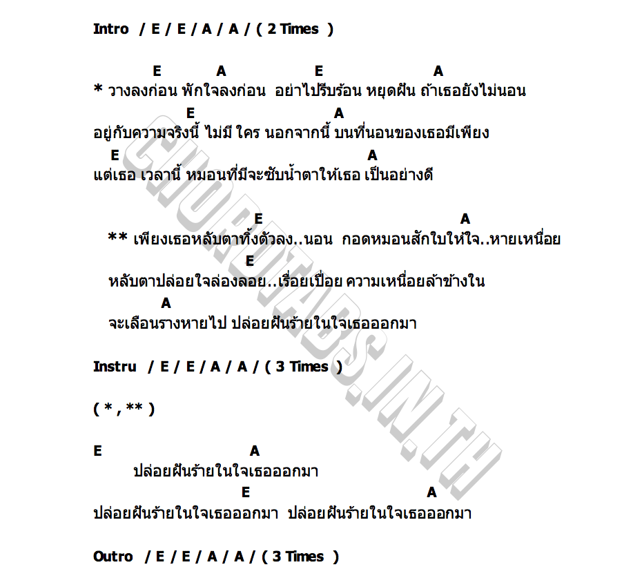 คอร์ด ปล่อยฝัน สุขอรุณ