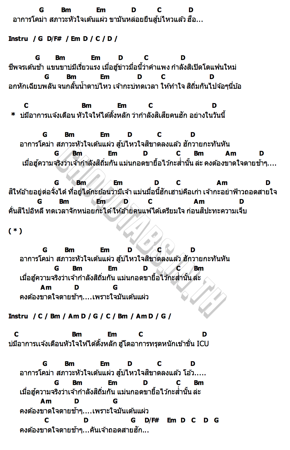 คอร์ด สภาวะหัวใจเต้นแผ่ว นุ ศรัญญู   ออย แสงศิลป์