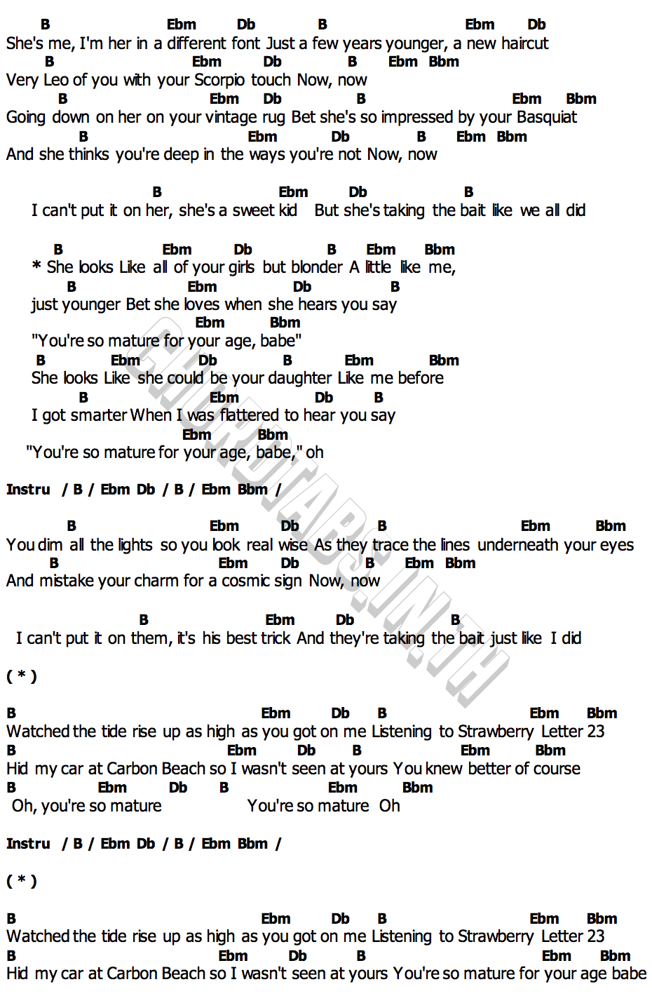 คอร์ด Mature Hilary Duff