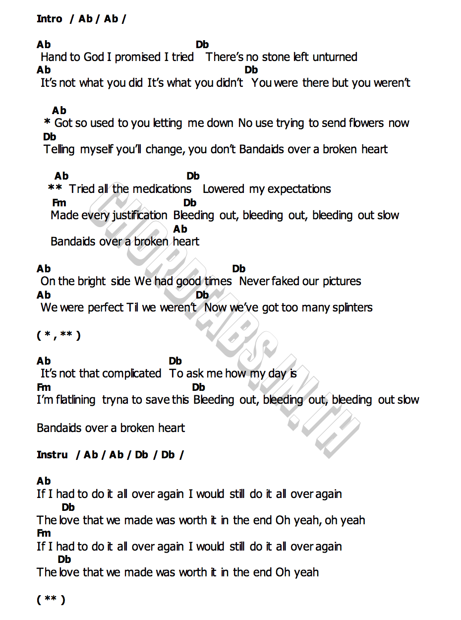 คอร์ด bandaids Katy Perry