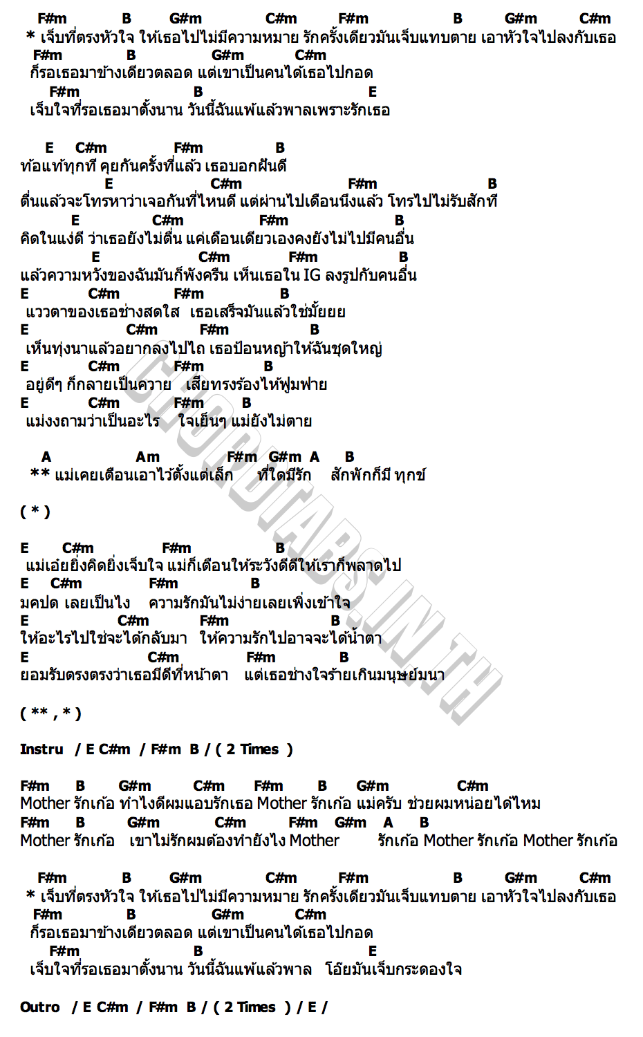 คอร์ด MOTHER LOVEKER Oui Buddha Bless