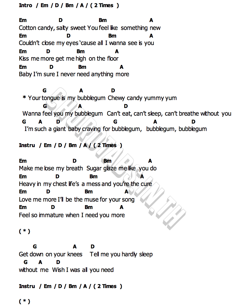 คอร์ด bubblegum wadfah