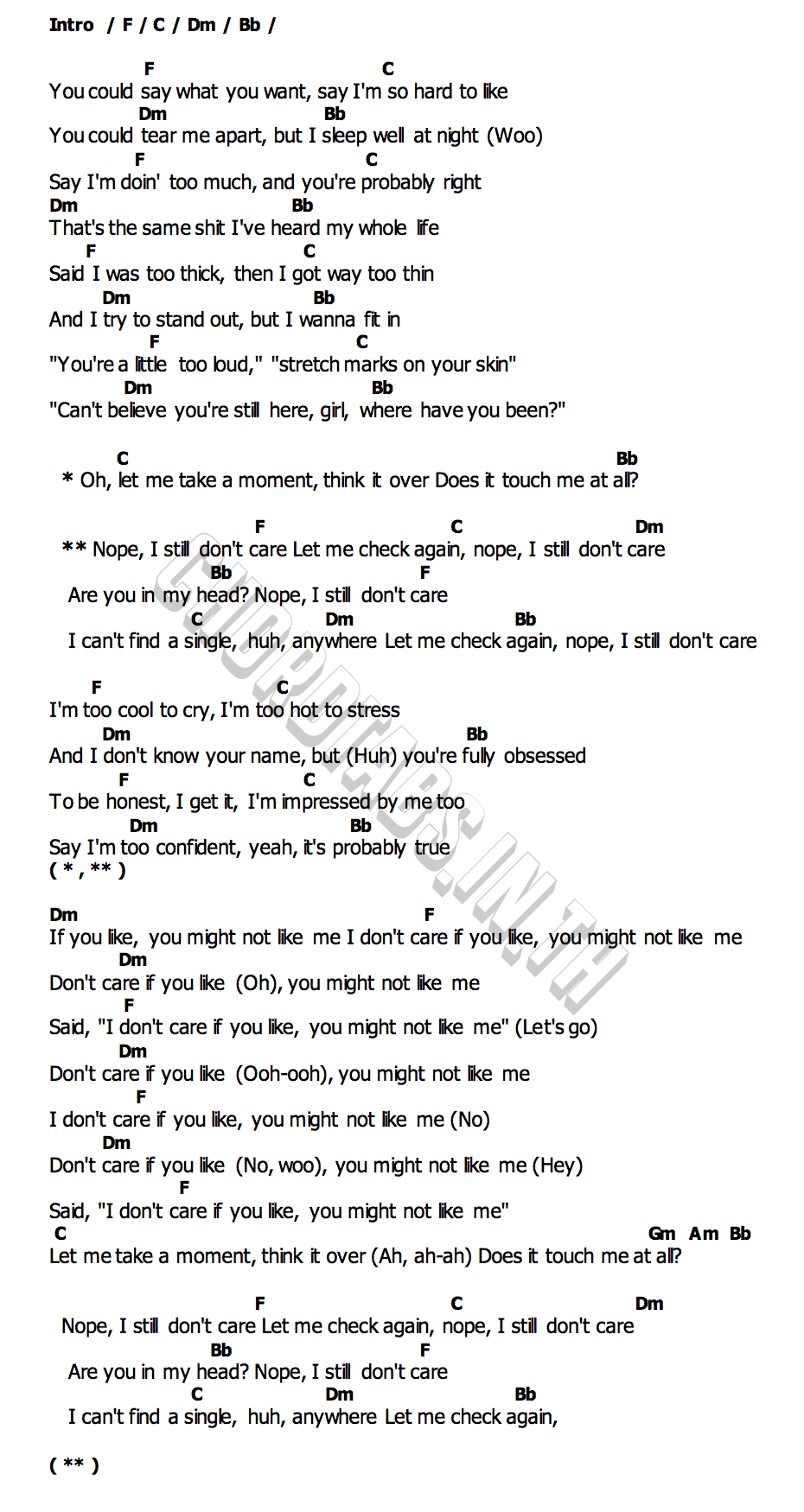 คอร์ด Still Don t Care Meghan Trainor