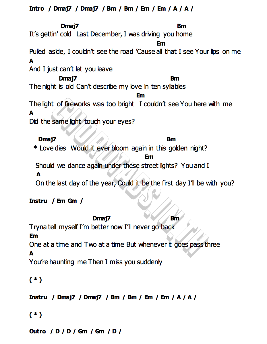 คอร์ด Golden Night (English Version ) Jeff Satur