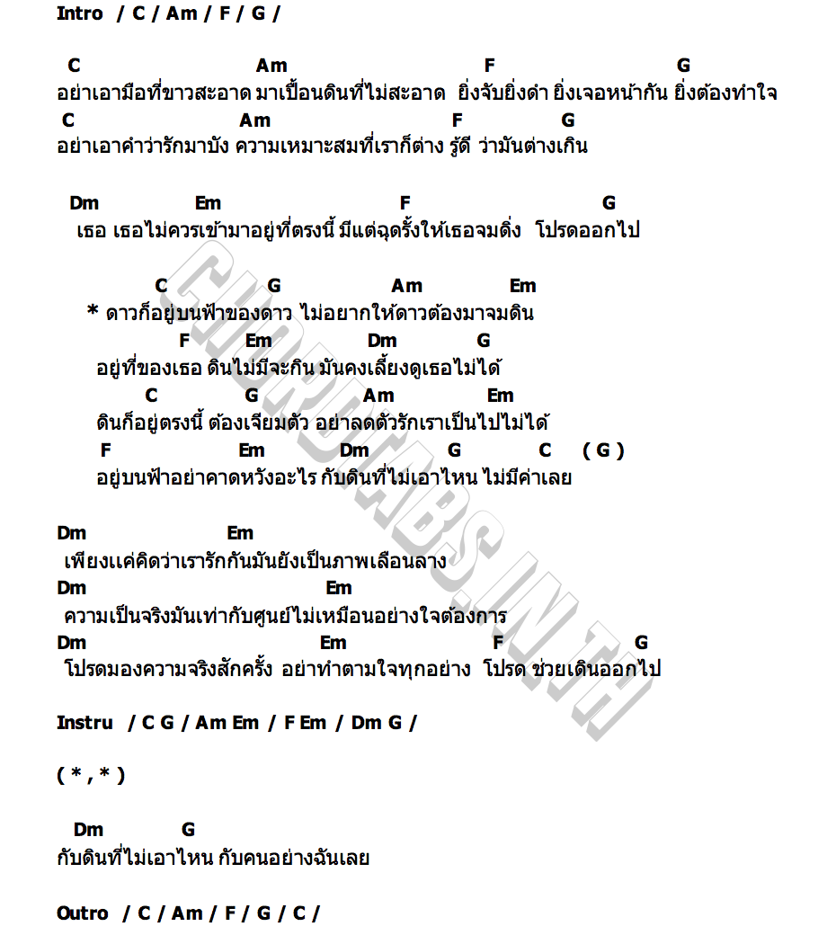 คอร์ด ที่ของดาว เบส ขวางหวัน