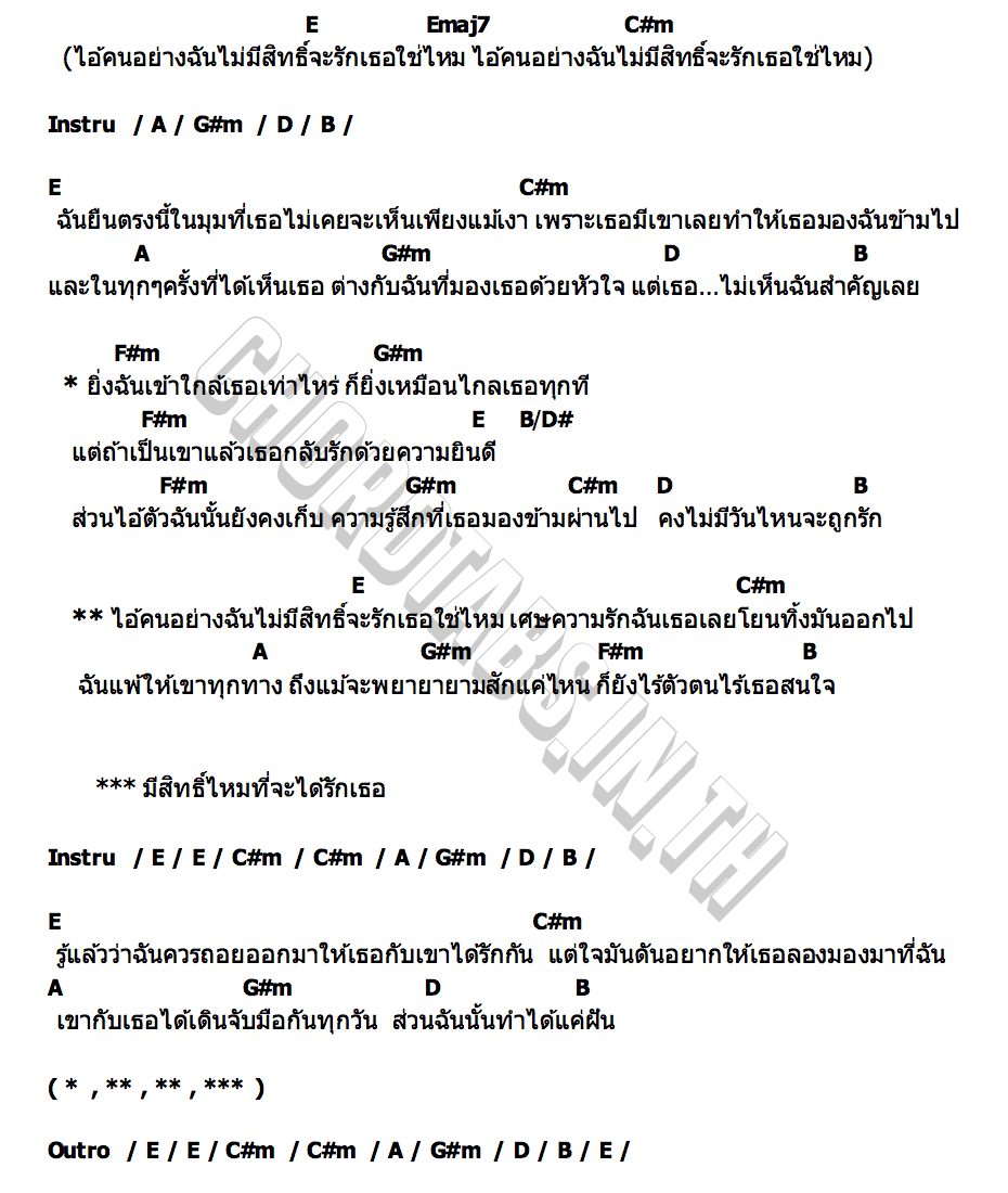 คอร์ด NO WAY MEYOU