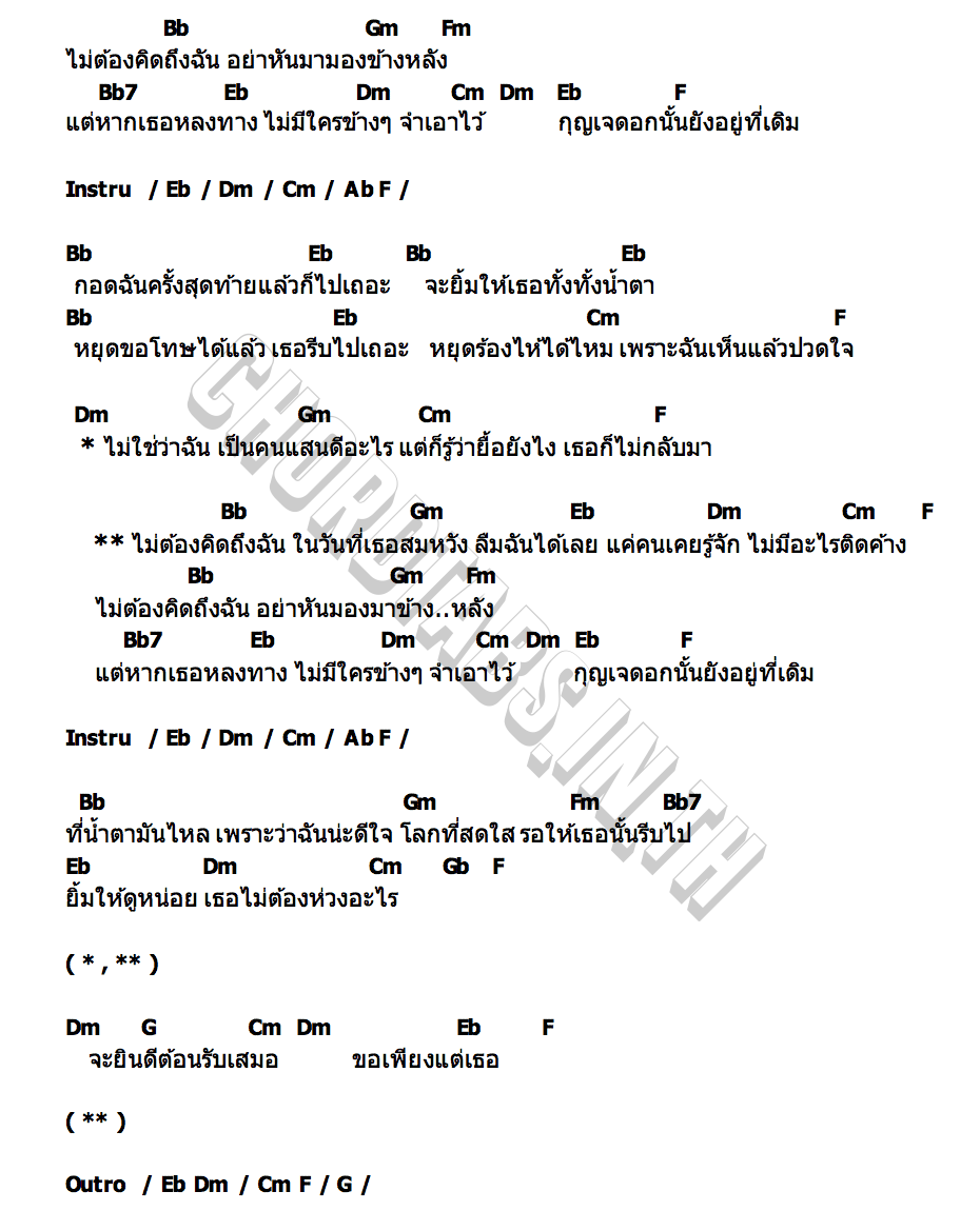 คอร์ด ลืมฉันได้เลย (Hidden Key) ไอซ์ ศรัณยู