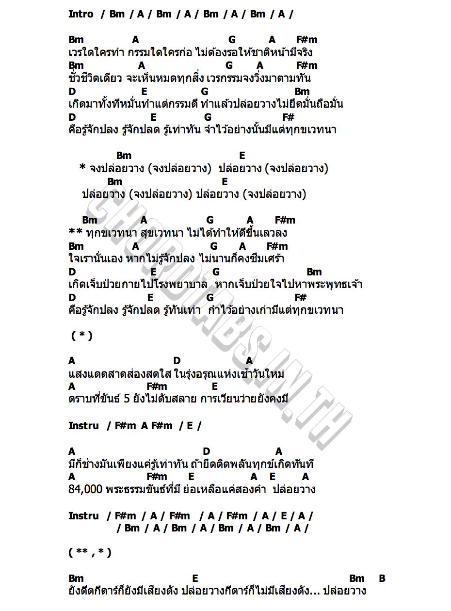 คอร์ด ปล่อยวาง แอ๊ด คาราบาว & ตามาราว (Add & Tamaraw)