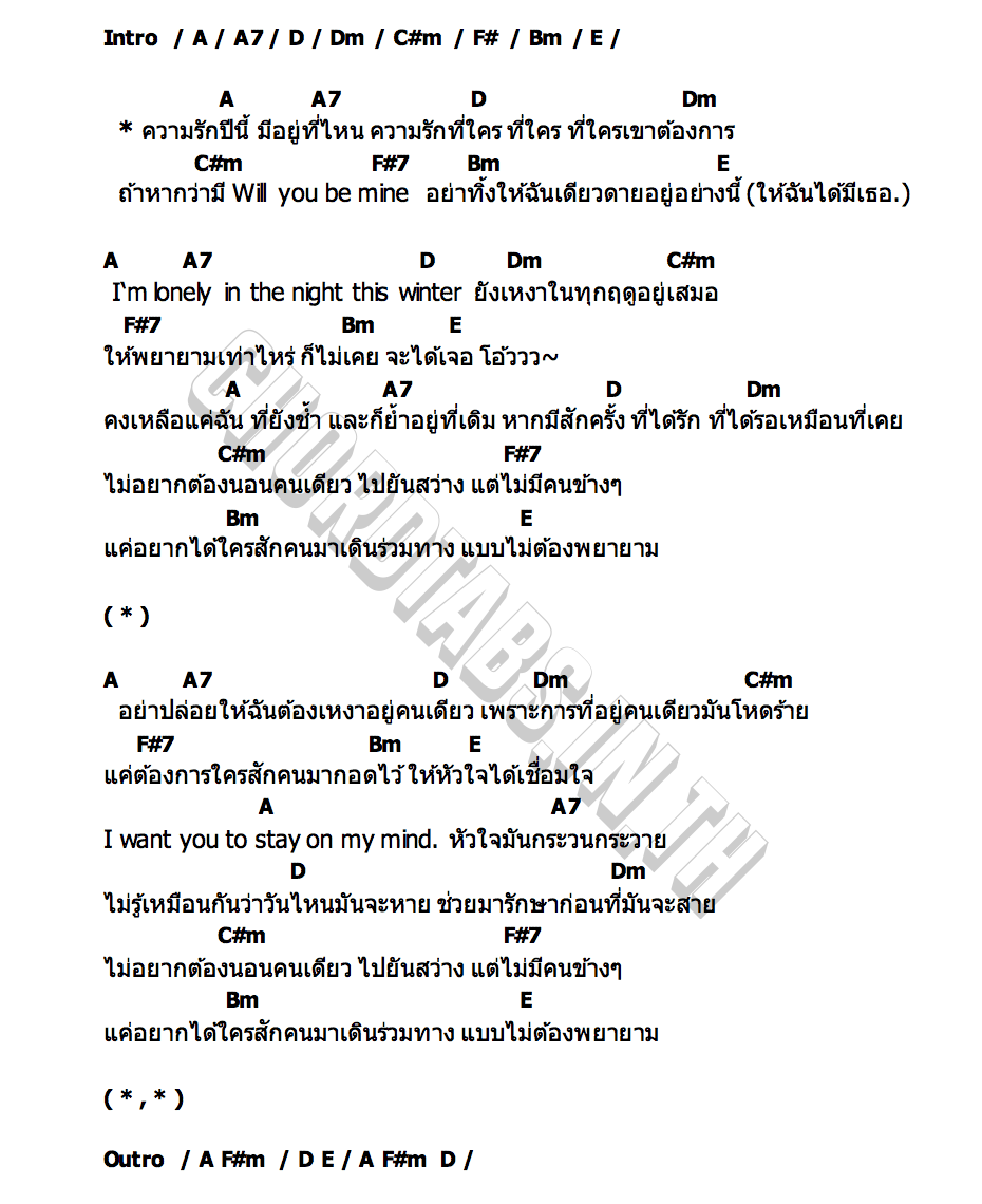 คอร์ด ความรักปีนี้ (Doubt) GAVIN D